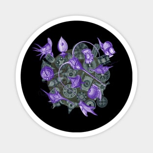 Ernst Haeckel Purple Peridinea on Cerulean  Diatoms Magnet